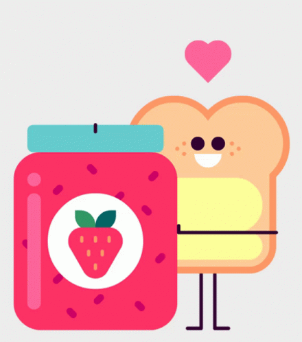 Strawberry Jam Jar With Buttered Toast GIF
