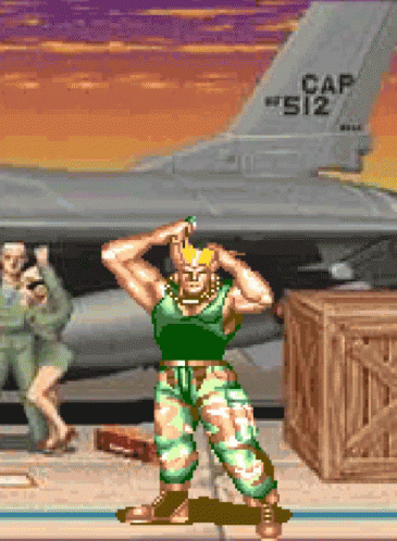 Street Fighter Guile Fixing His Hair GIF