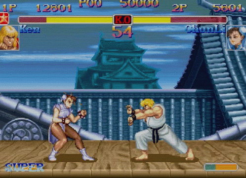 Street Fighter Ken Vs. Chun-li GIF