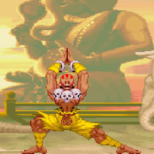 Street Fighter Dhalsim Stretching GIF