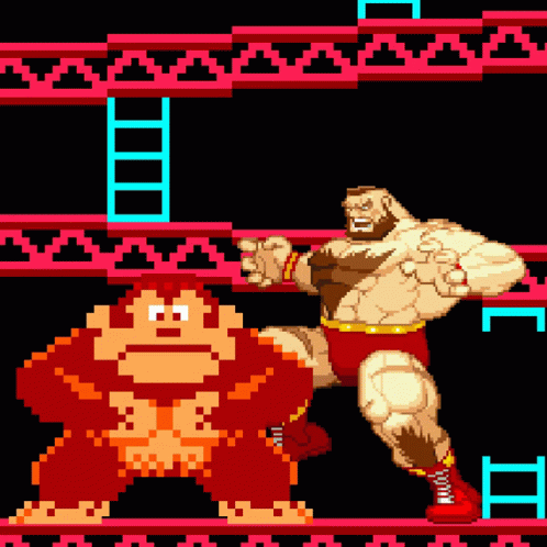 Street Fighter Donkey Kong Fighting GIF