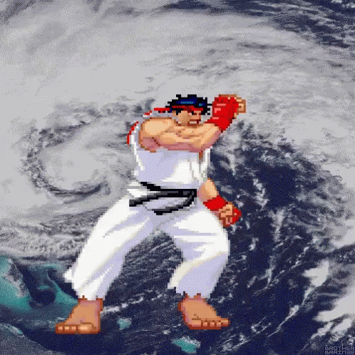 Street Fighter Ryu Powerful Turning Kick GIF