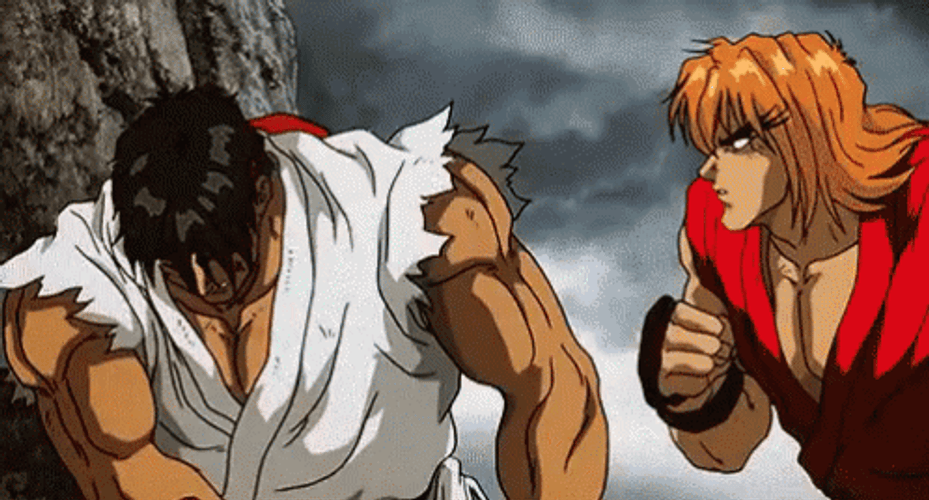 Street Fighter Ryu Vs Ken Intense Fight GIF