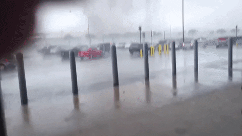Street Light Blasted With Fire By A Tornado GIF