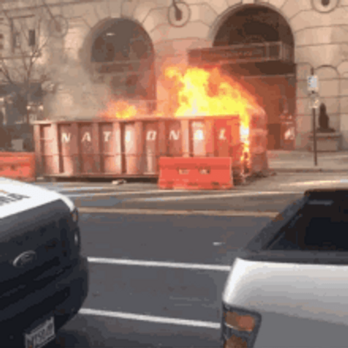 Street Trash Dumpster On Fire GIF