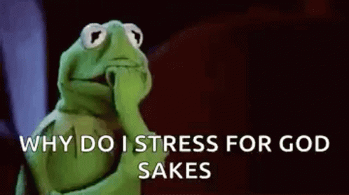 Stressing Kermit Biting Hand GIF
