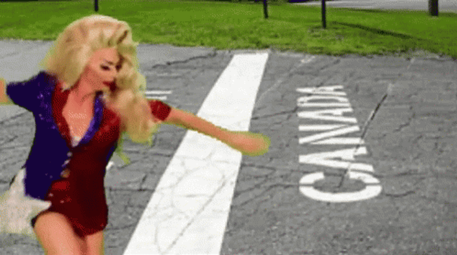 Strolling Across Border USA To Canada GIF