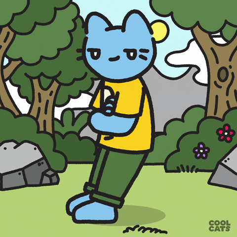 Strolling Blue Cat Wearing Yellow Tee GIF