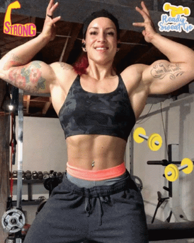 Flexing Strong Woman After Workout GIF