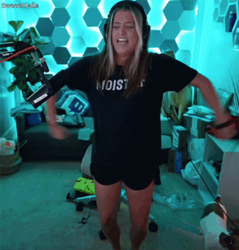 Girl Streamer Flexing Strong GIF