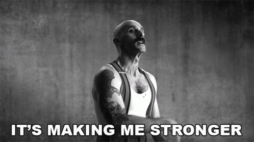 It Makes Me Strong Bald Guy Flexing GIF