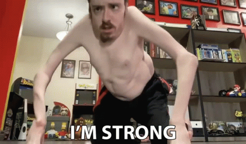 Guy Working Out Motivating Himself I'm Strong GIF