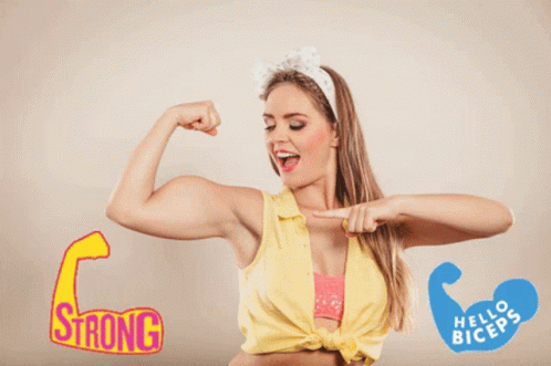 Woman Flexing Strong Biceps GIF