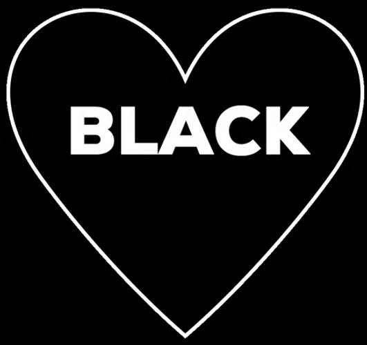 Strong Black Heart Text GIF