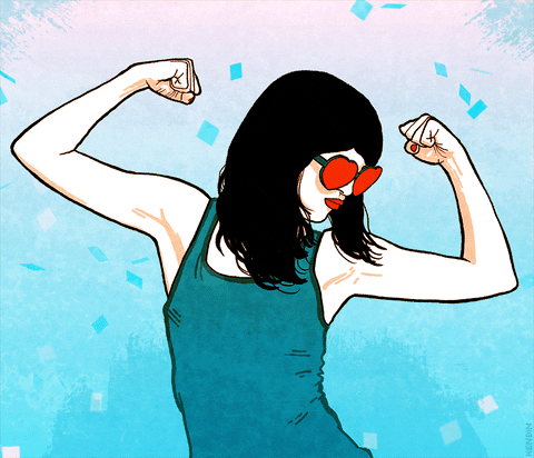 Strong Female Muscle Flex Art GIF