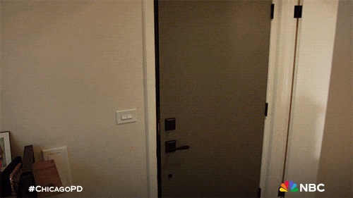 Strong Police Man Ambush Doors GIF