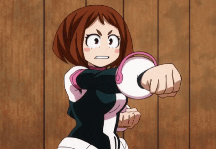 Strong Uraraka Punching Skills GIF
