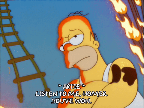 Stubborn Homer Got Stuck On Fire GIF