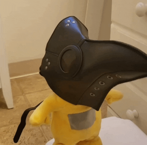 Stuff Toy Laa-laa Teletubbies Wearing Mask GIF