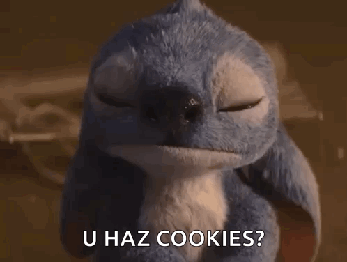Stuffed Animal Eyes Closed Saying U Haz Cookies
