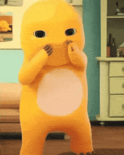 Stuffed Animal In Living Room With Couch And Dresser GIF