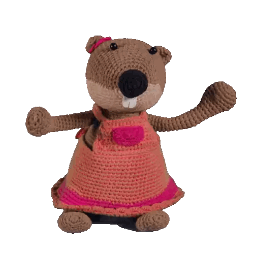 Stuffed Animal in Pink Dress with Red Heart