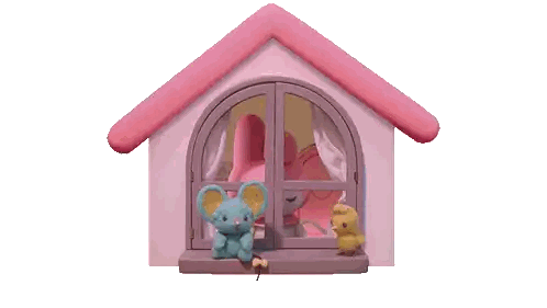 Stuffed Animal in Pink House