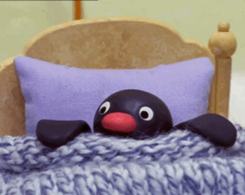 Stuffed Animal Lying Next to Purple Pillow