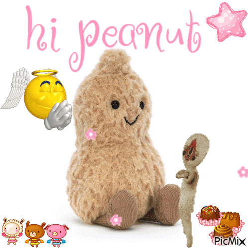 Stuffed Animal Saying Hi Peanut GIF