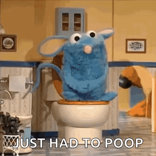 Stuffed Animal Sitting on Toilet Just Had to Poop