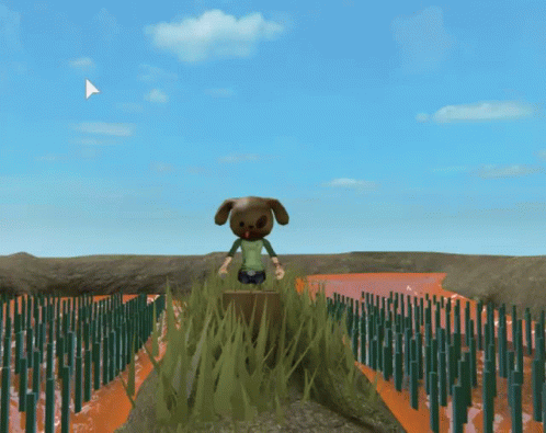 Stuffed Animal Standing On Stump GIF