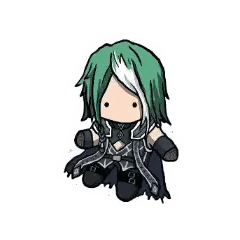 Stuffed Animal with Green and White Hair