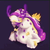 Stuffed Animal with Purple and Yellow Spots
