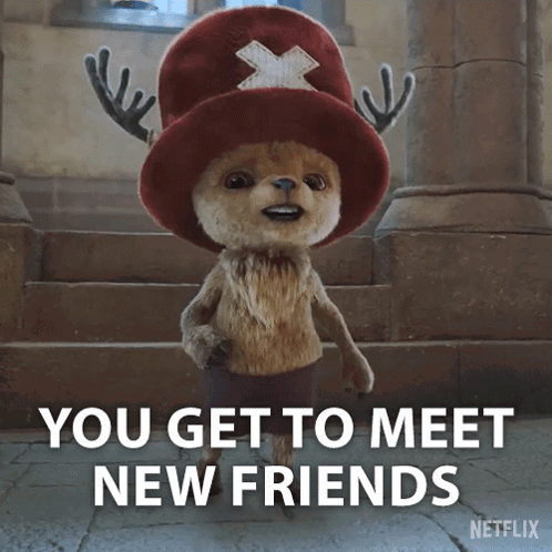 Stuffed Animal With Red Hat and Antlers Meet New Friends
