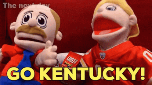 Stuffed Animals Next To Each Other Saying Go Kentucky GIF