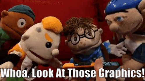 Stuffed Animals Saying Whoa Look At Those Graphics GIF