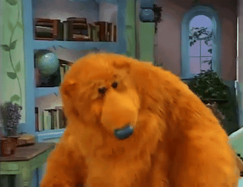 Stuffed Bear Standing In Living Room GIF