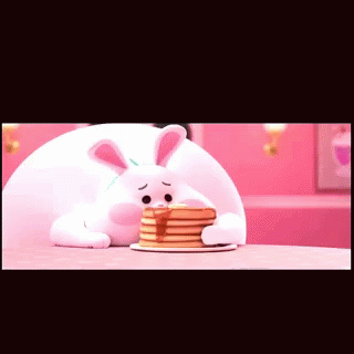 Stuffed Bunny Get The Pancake GIF