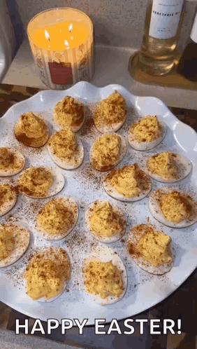 Stuffed Eggs with Candle and Happy Easter