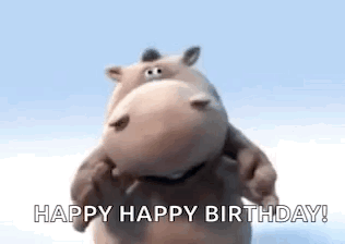 Stuffed Hippo Dancing Happy Happy Birthday GIF
