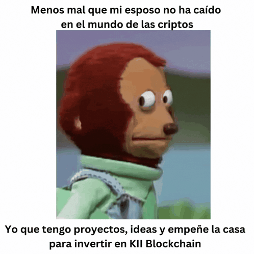 Stuffed Monkey with Caption Less Mal Que Mi Esposo No Ha Caido en las Criptos