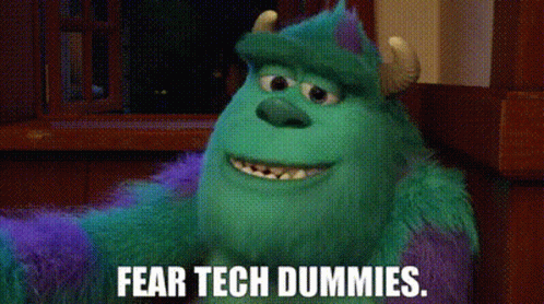 Stuffed Monster from Monsters Inc Saying Fear Tech Dummies