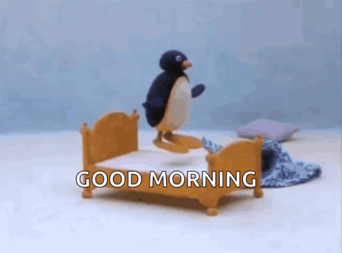Stuffed Penguin Saying Good Morning