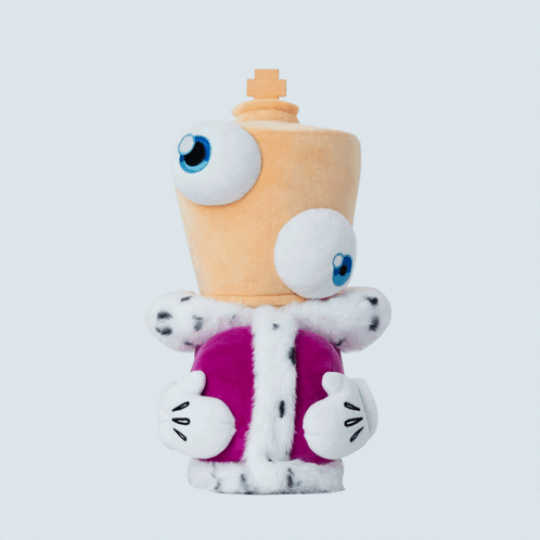 Stuffed Toy With Big Eyes and Purple Coat