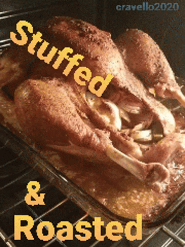 Stuffed Turkey Cooking In Oven GIF