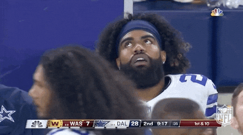 Stunned Ezekiel Elliott Looks Up GIF