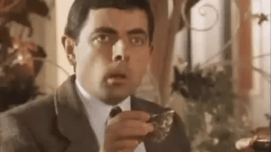 Stunned Funny Mr Bean Zoom In GIF