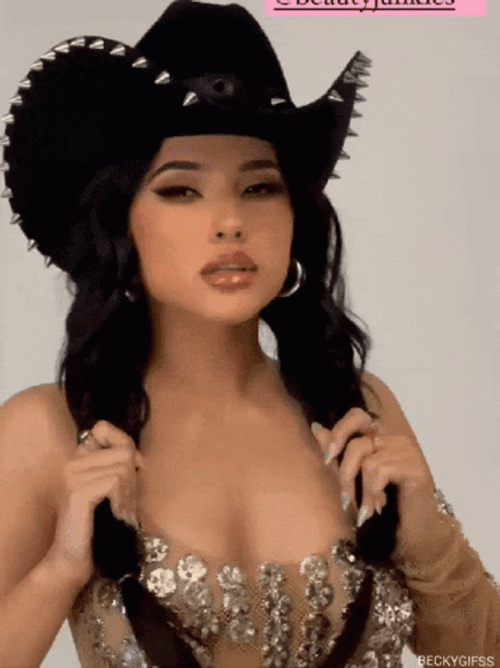 Stunning Becky G Cowgirl Hat GIF