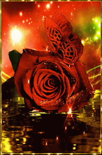 Stunning Glittery Red Roses GIF