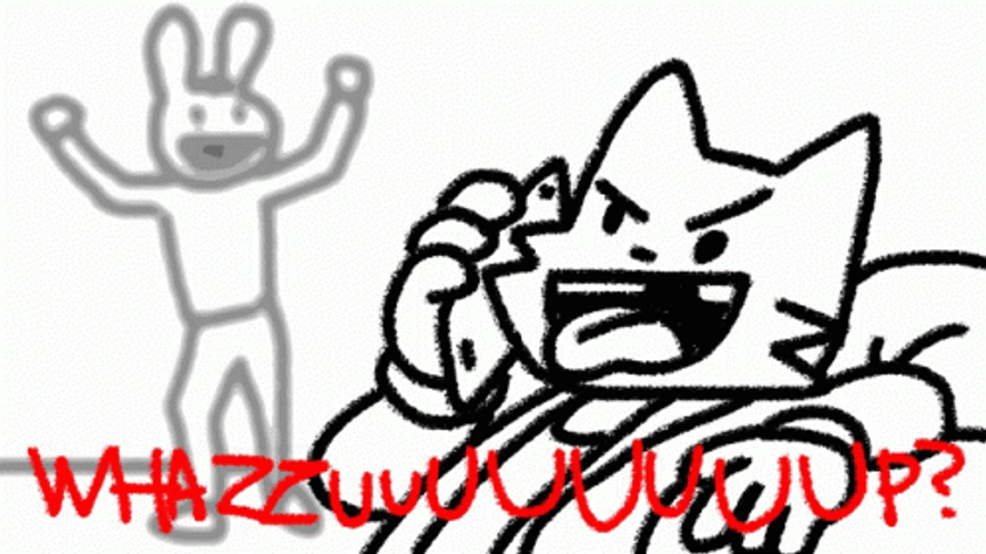 Stupid Lobotomy Cat Wazzup GIF